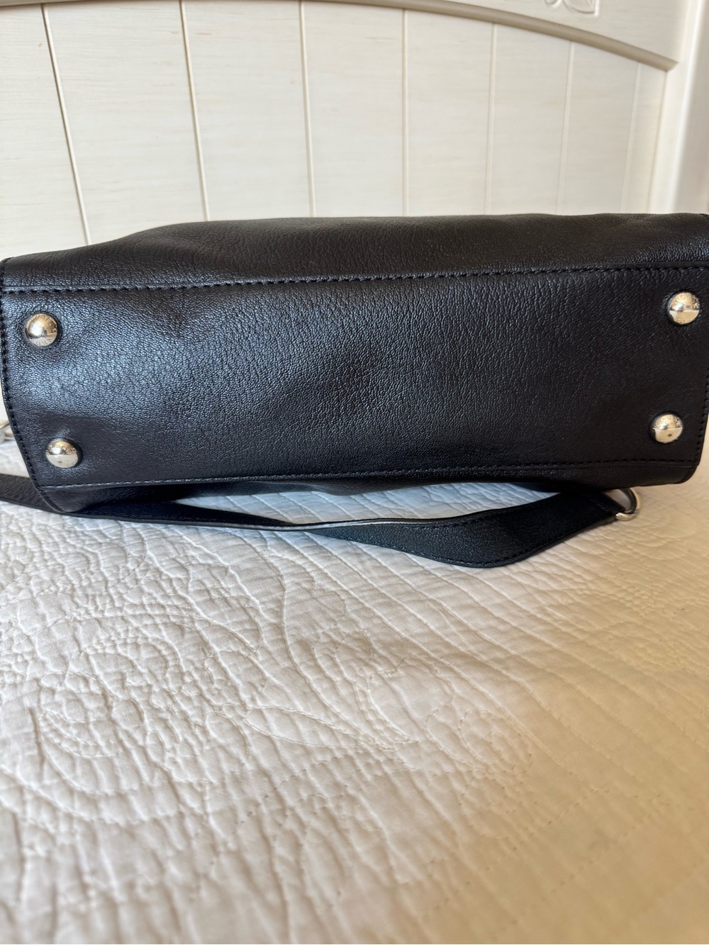 Michael Kors Hamilton Black Leather Satchel with Signature MK Lock & Key - Picture 2 of 13